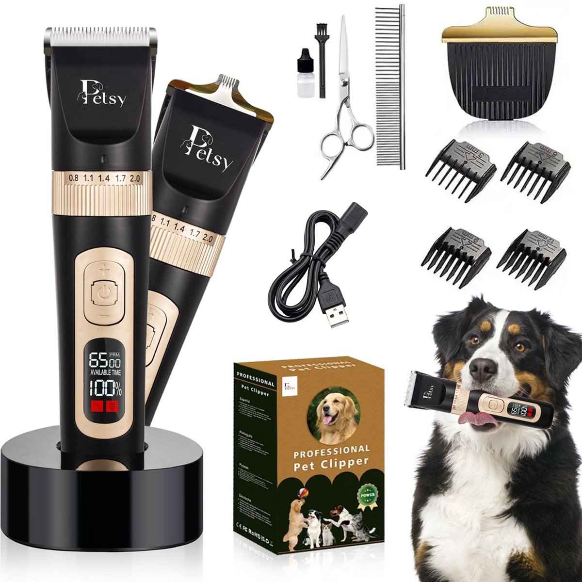 Bol.com Petsy Professionele Hondentondeuse - 2-in-1 Dieren tondeuse voor Dikke Vacht - Stil - Scheerapparaat voor Honden en Katt... aanbieding