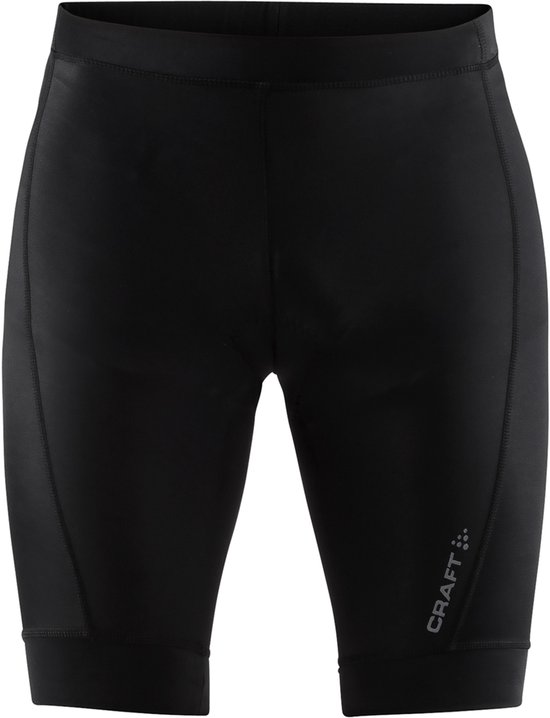 Zwarte fietsbroek met 'Craft' logo op het rechterbeen.