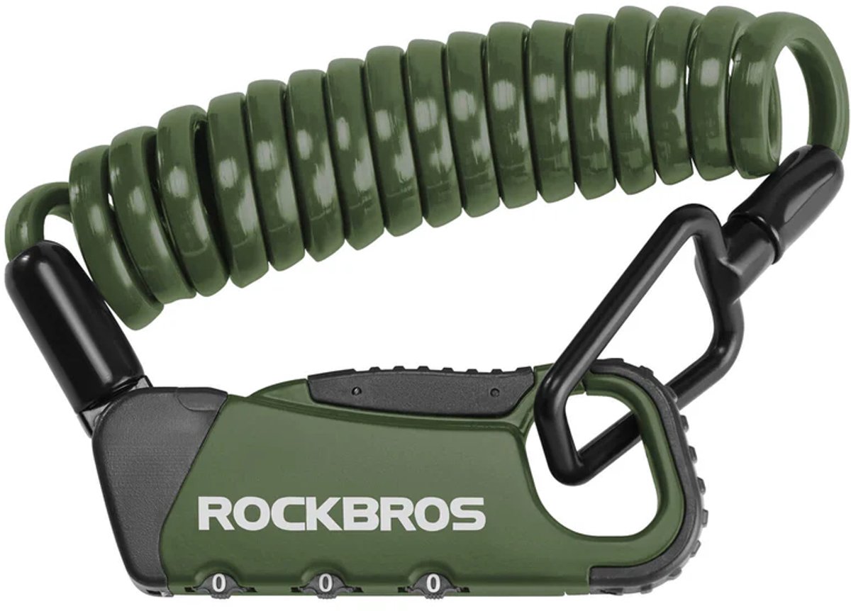 Fietshelmslot - Helmslot Motor - Kabelslot - 120 cm - Cijferslot - Zinklegering met TPU Coating - Lichtgewicht - Groen - Rockbros