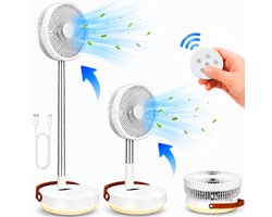 3-1 Pro Ventilator Staand - Tafelventilator - Vloerventilator USB-C - 8 Standen - Afstandsbediening - Draadloos en Geluidloos Fluisterstil - Fans - Staande Mini Ventilator - Kleine Statiefventilator - Aircooler - Mobiele Airco - Wit - Silvergear