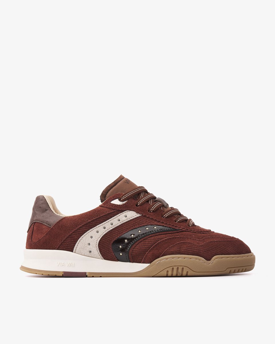 VIA VAI Kris Pax Sneakers Dames - Leer,Suède,Textiel - Bruin - Maat 42