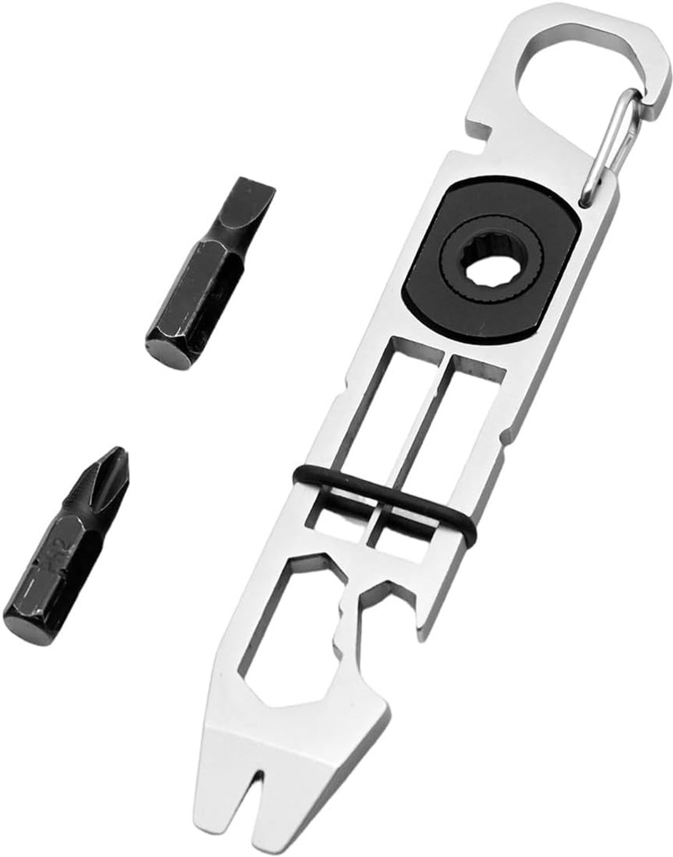 Multifunctionele Sleutelhanger - Pocket Tool Flesopener - Outdoor Activiteiten - Roestvrij Staal Combinatie - 11.5 x 2 x 1 cm