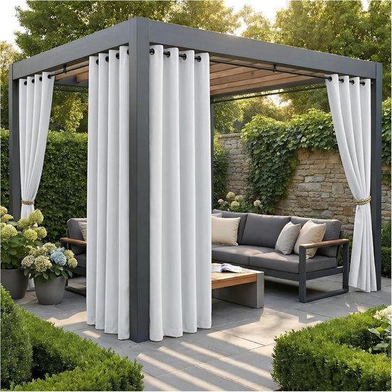 Buitengordijnen Waterdicht - Terras Gordijnen Tuinhuisje - Privacy Creëren - Drievoudige Weeftechnologie - 136 x 150 cm - Grijs