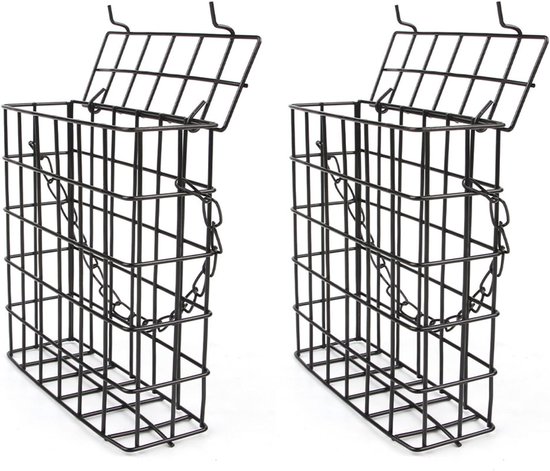 Metalen voederhuisje voor vogels - 2-pack om buiten op te hangen - Winddichte voederkooi, ideaal voor spechten, boomklevers en wilde vogels