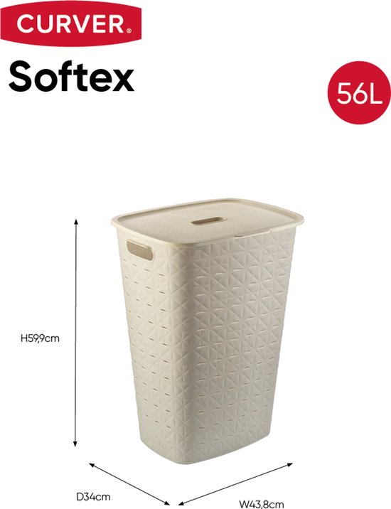 Curver Softex Wasmand met Deksel 56L + Wasmand 45L - Beige