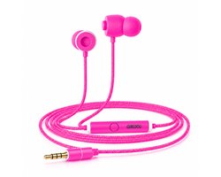 Grixx oordopjes met draad - 3.5mm jack - microfoon - handsfree Bellen - roze