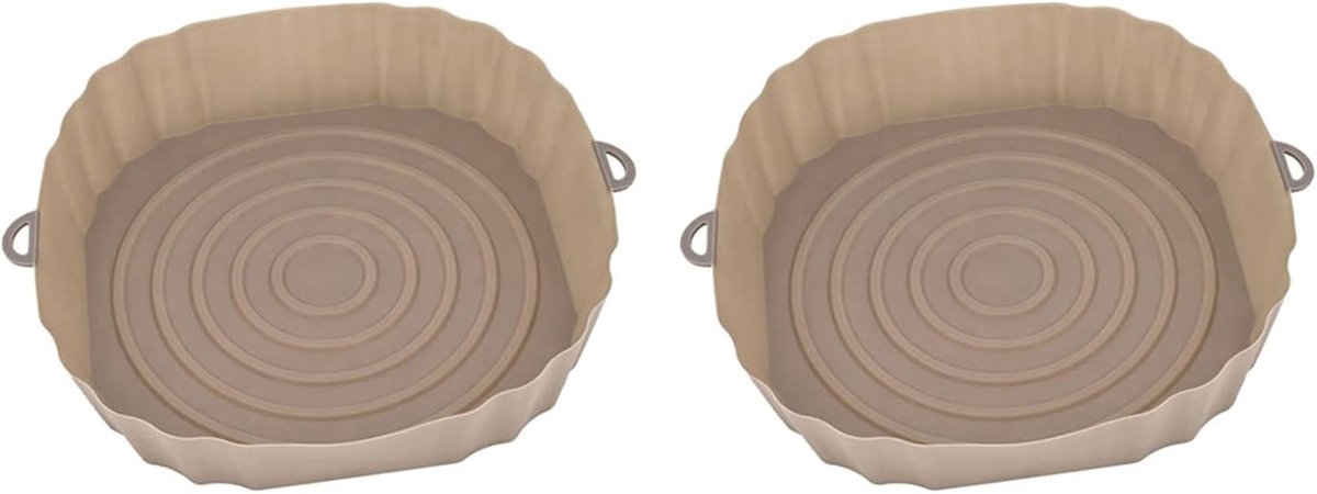 Airfryer Bakplaat - Bakvorm Grill Pan - Bakken en Grillen - Hittebestendig Siliconen - 20 cm Diameter - Bruin