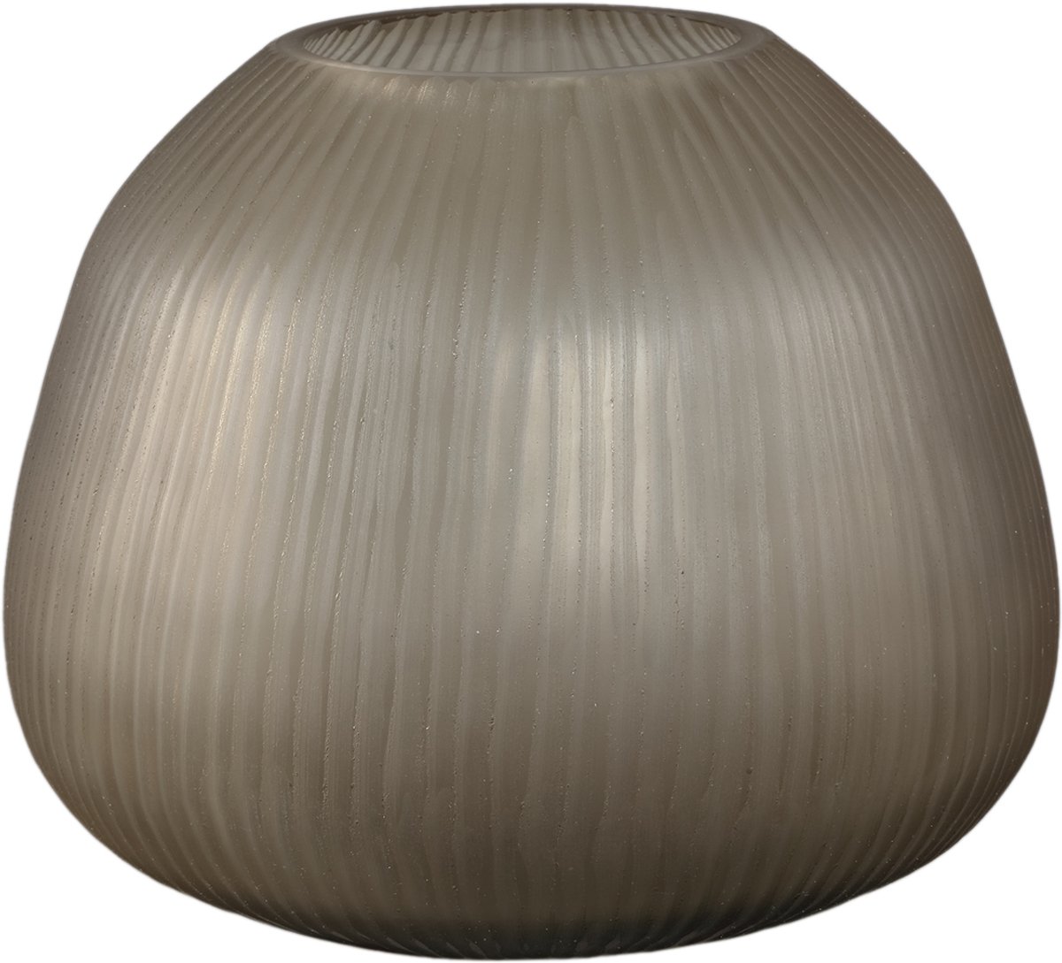 PTMD Marria Brown Glass Vase Handcut Ribbed Round Bruin