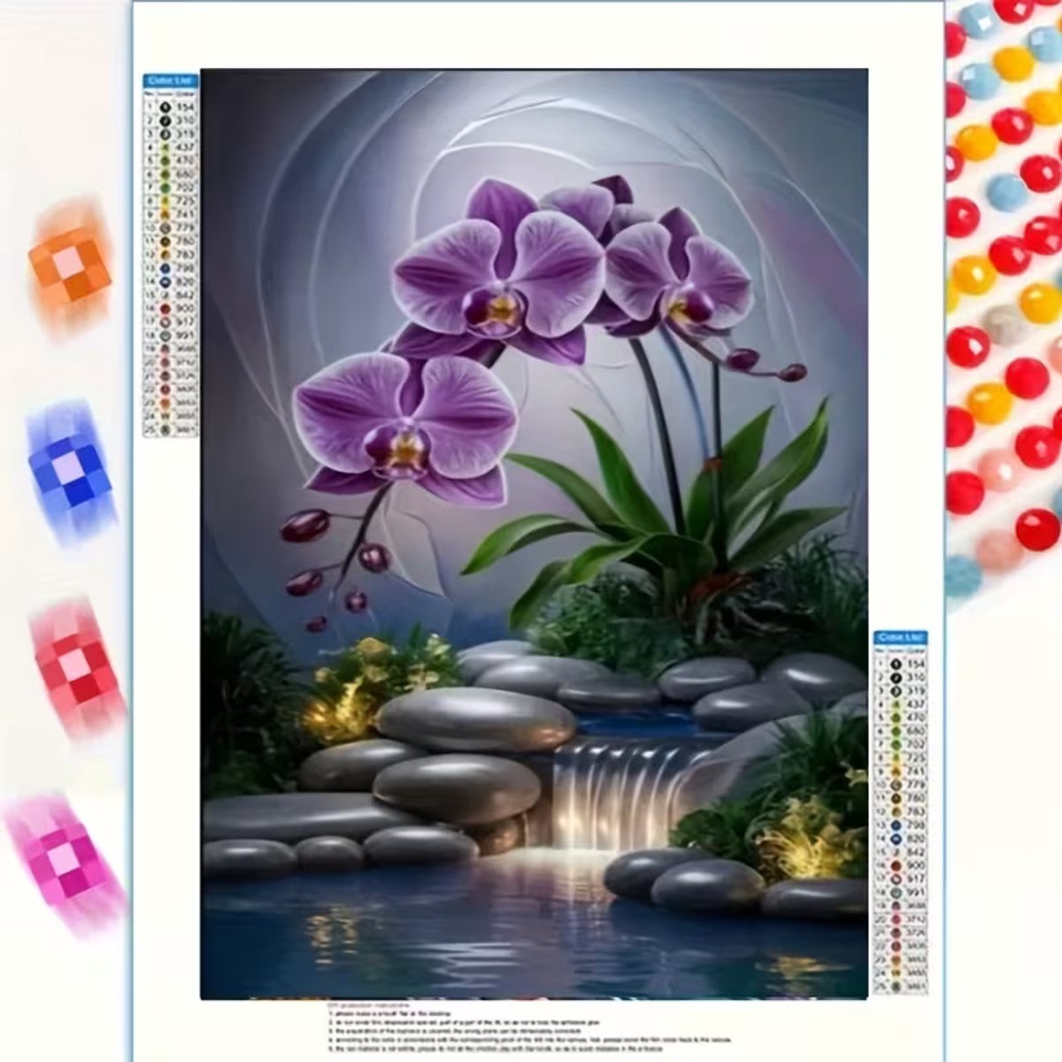 diamond painting orchidee heel mooi schilderijtje voor aan de muur mooi om zelf te maken of kado te geven 30 x40 cm