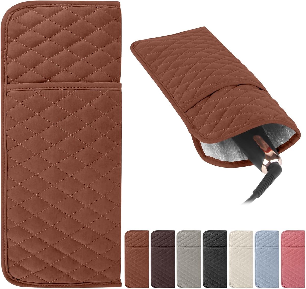 Hittebestendige Haar Tassen - Reis Organizer - Styling Tools Opbergen - Hittebestendig Materiaal - 35 x 14 cm - Bruin