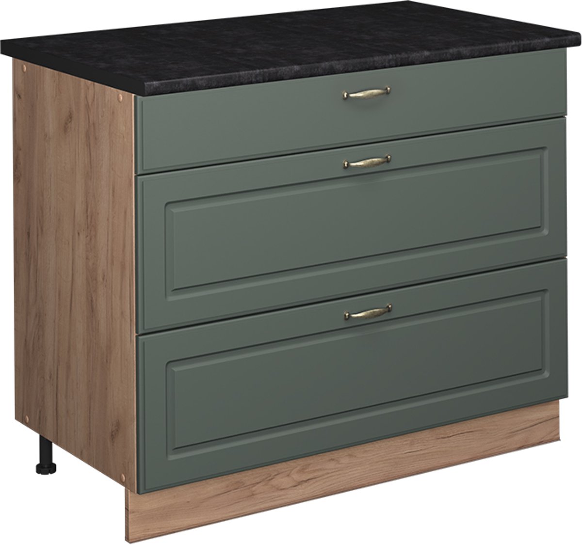 Vicco Keukenonderkast Fame-Line, Groen-Goud Landhuis/Goudkleurig Eiken, 100 cm, WB Antraciet Groen-Goud landelijk/Goudkleurig Eiken