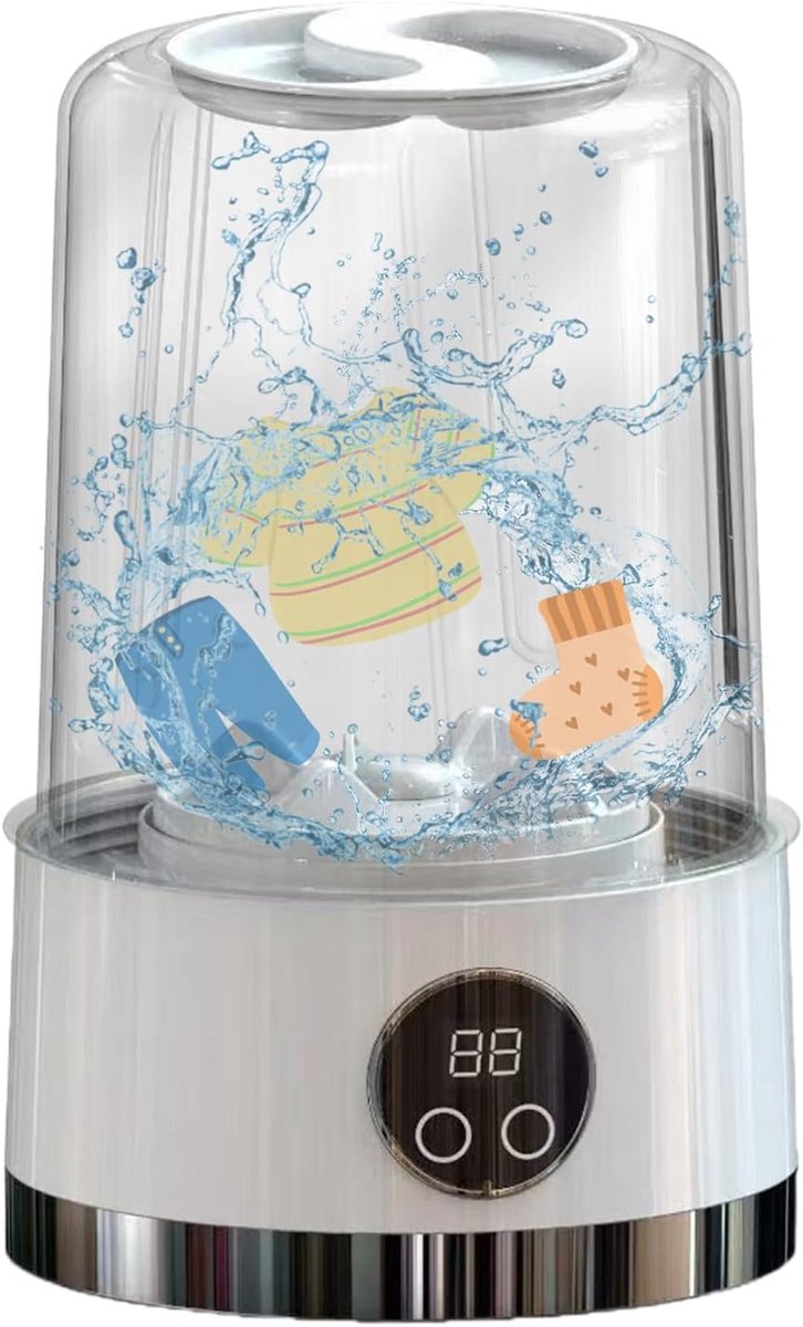 Draagbare Wasmachine Reismachine Ondergoed Kleine Kleding Wassen Draadloos Stil 14 x 14 x 14 cm Wit