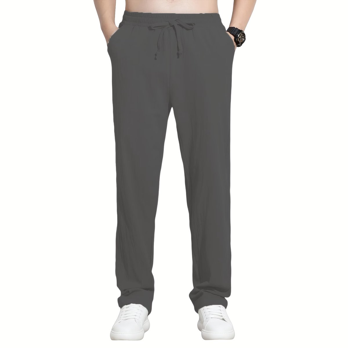 Currero Linnen Broek Heren - Zomerbroek - Volwassenen - Lange Broek - Pantalon - Strandbroek - Zomer - Ibiza Stijl - Donkergrijs S