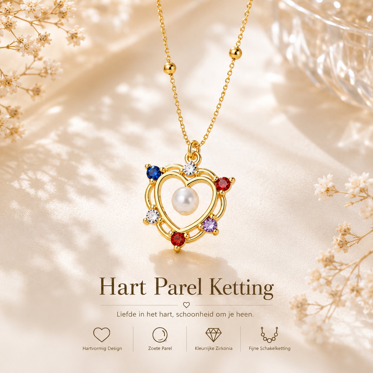 Helin Life S925 ketting van puur zilver — Een minimalistische, luxueuze ketting met diamanten — Veelzijdige vergulde sieraden, geschikt voor dagelijks gebruik — 14-karaats verguld — Luxe geschenkverpakking — Het perfecte cadeau voor dames — 45 + 5 cm
