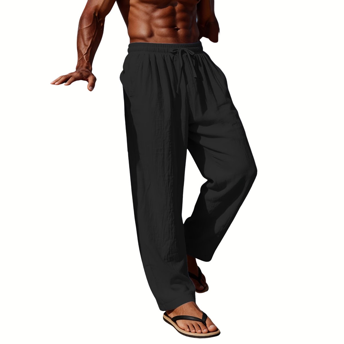 Currero Linnen Broek Heren - Zomerbroek - Volwassenen - Lange Broek - Pantalon - Strandbroek - Zomer - Ibiza Stijl - Zwart M