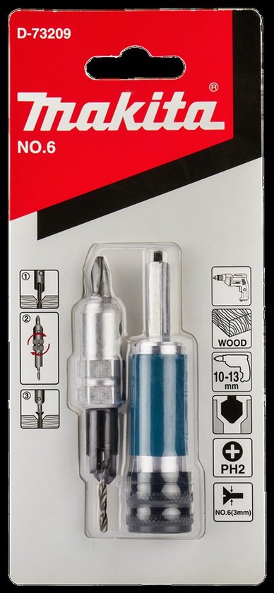 Makita verpakking met quad driver bit set.