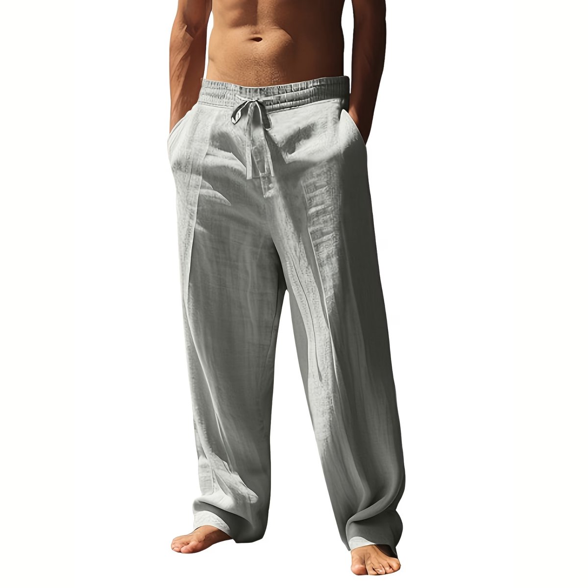 Currero Linnen Broek Heren - Zomerbroek - Volwassenen - Lange Broek - Pantalon - Strandbroek - Zomer - Ibiza Stijl - Grijs XL