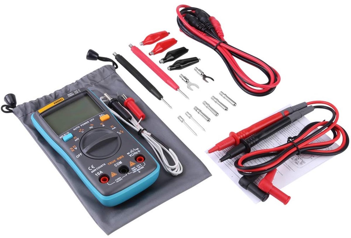 Digitale Multimeter - Spanningstester Weerstandstester - Elektronica Reparatie - True-RMS 6000 Counts - 600V 10A - Blauw Zwart