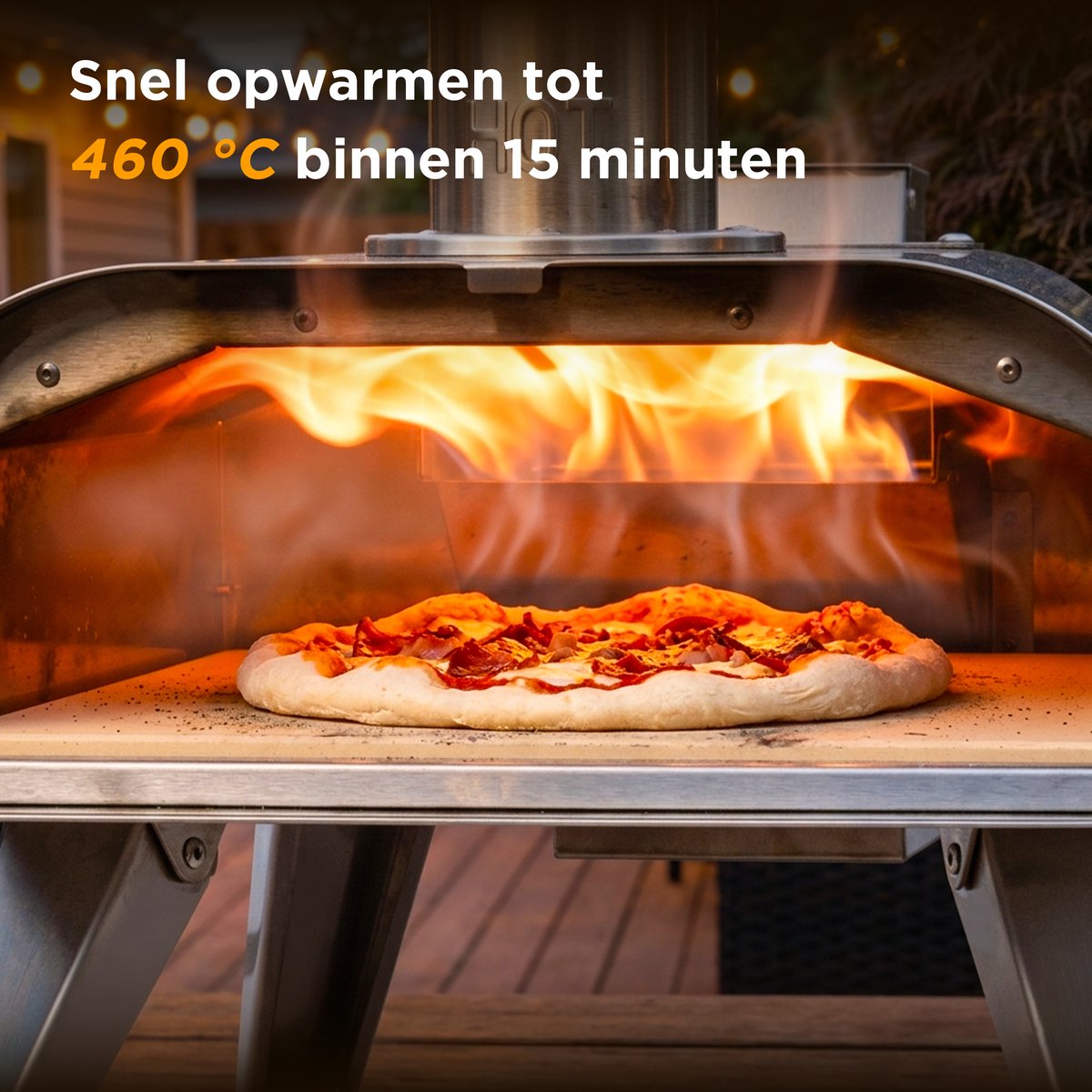 Bighorn Wood Pellet Pizza oven voor buiten - Pizza Gourmet - Pizzaoven Barbecue - Edelstaal - Tot 460°C - met Draagtas – foto 3