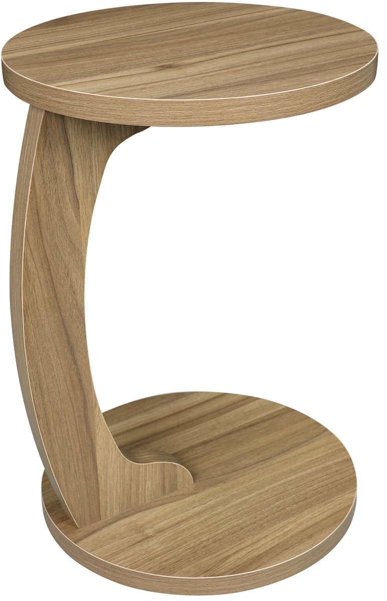 MIVRAY Bijzettafel - C Vormige Ronde Tafel Voor Bank Of Bed - Compact En Ruimtebesparend Voor Woonkamer - MDF Licht Eiken - 38 x 56 Cm