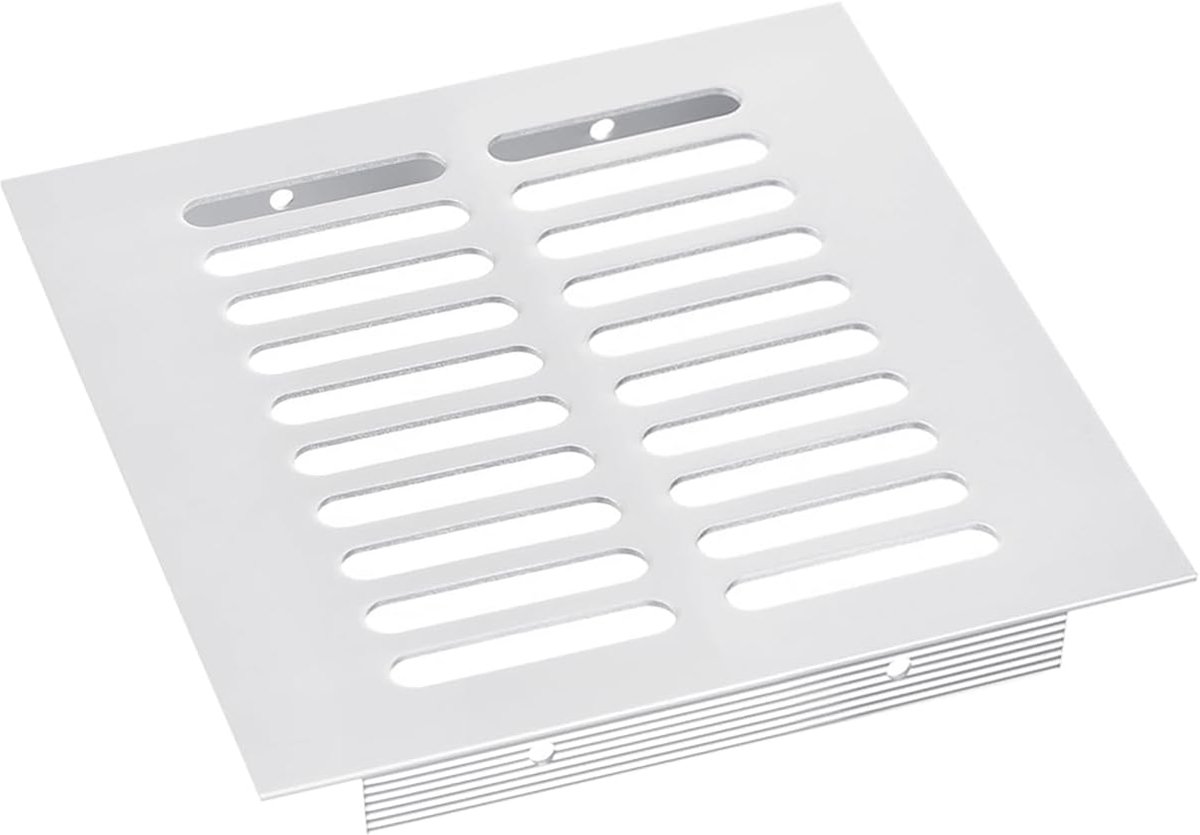 Ventilatierooster Afdekking - Rooster met Jaloezie - Luchtcirculatie Verbeteren - Antislip Groefdesign - 150 x 150 mm - Zilver