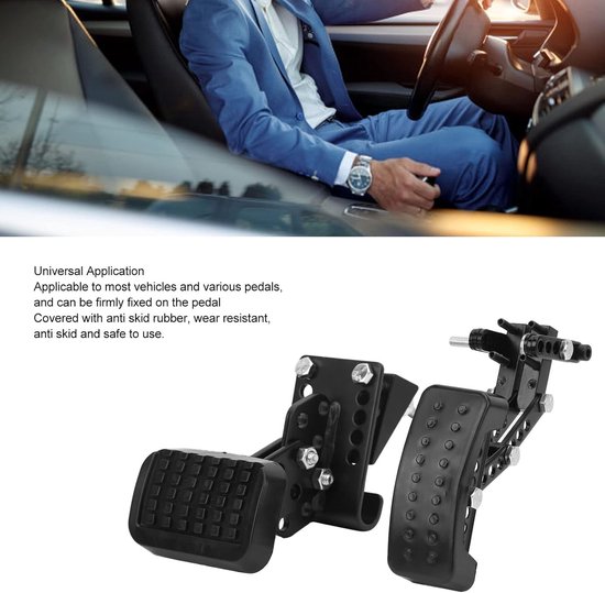 Pedaalverlenger Auto - Verstelbare Pedaalsteun - Comfortabel Rijden - Antislip Veilig Ontwerp - 5-15 cm Verstelbaar - Zwart — afbeelding 2