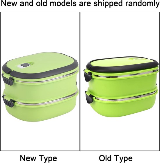 Geïsoleerde Lunchbox - Voedselcontainer Warmhoud - Picknick Buiten - 3 Lagen Roestvrijstaal - 2 Niveaus - Groen — afbeelding 4