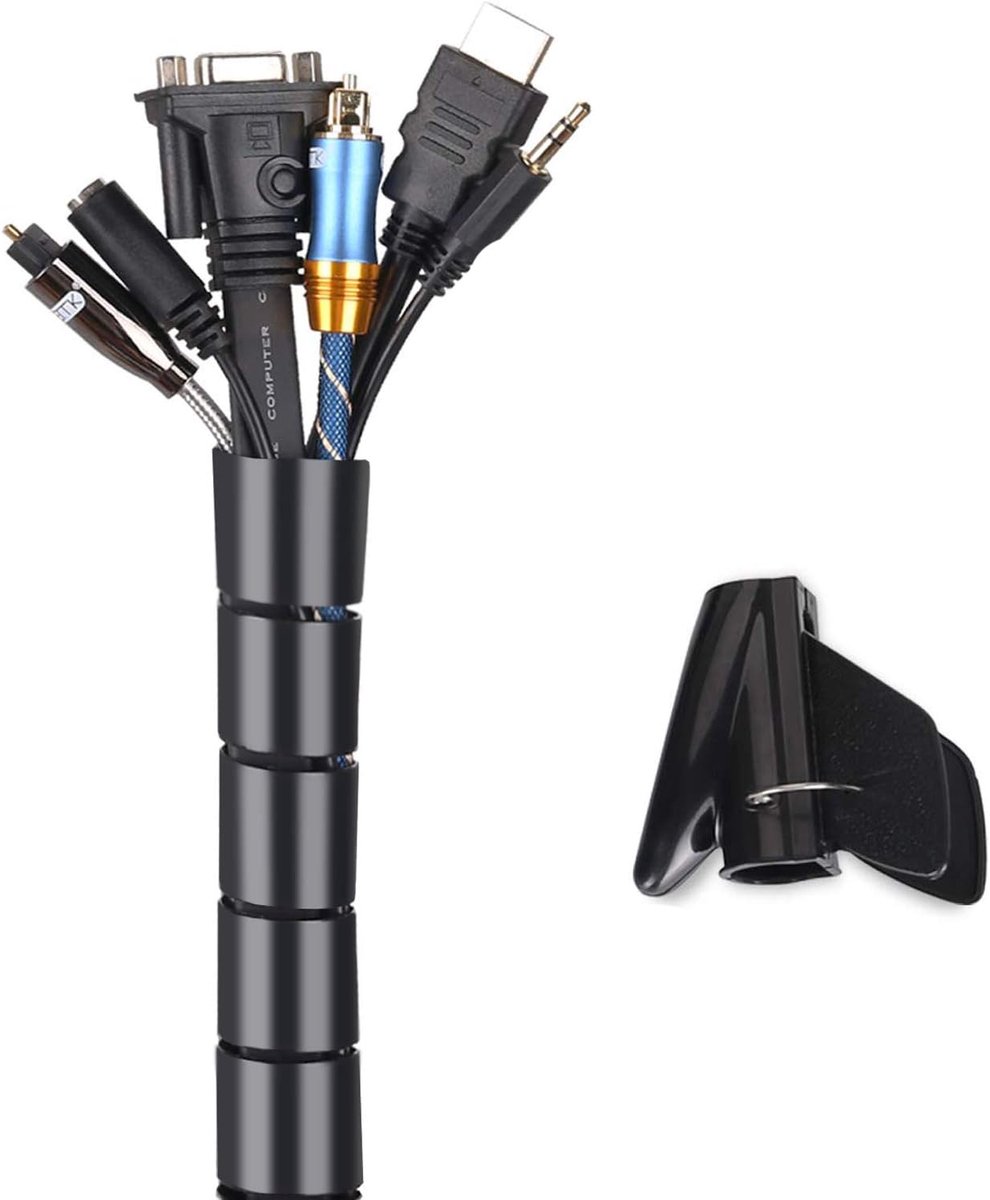 carmdering - Kabelhoes 22 mm – Flexibele Kabelbeschermer van PE | Bijtbestendig & Hittebestendig | Voor Kabelbeheer & Bescherming | Inclusief Installatieclip – Zwart