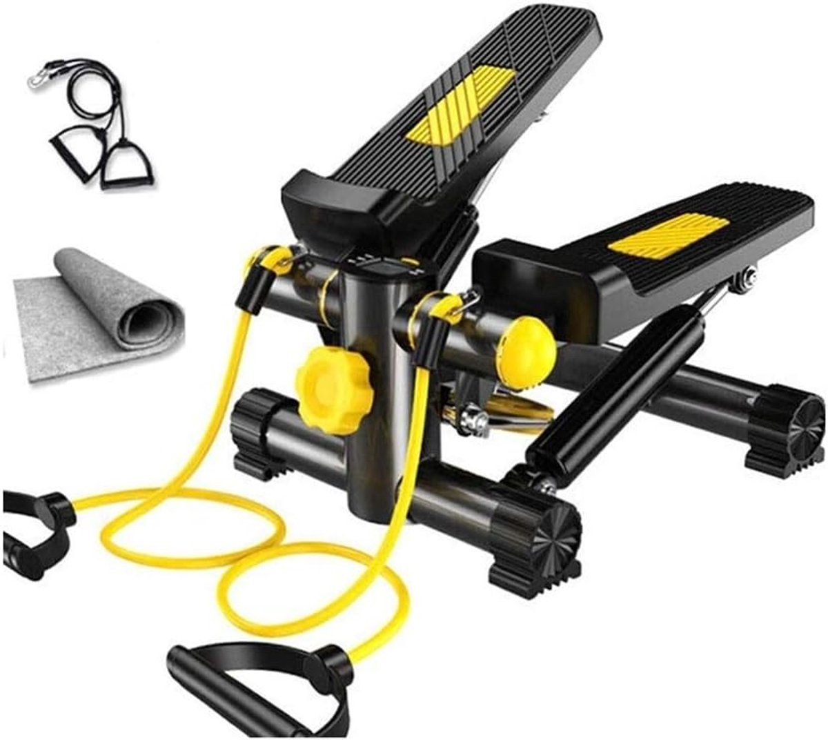 Fiets Hometrainer - Stepper Elliptical - Thuis Fitness - Verstelbare Hoogte - 6.8 kg - Zwart Geel
