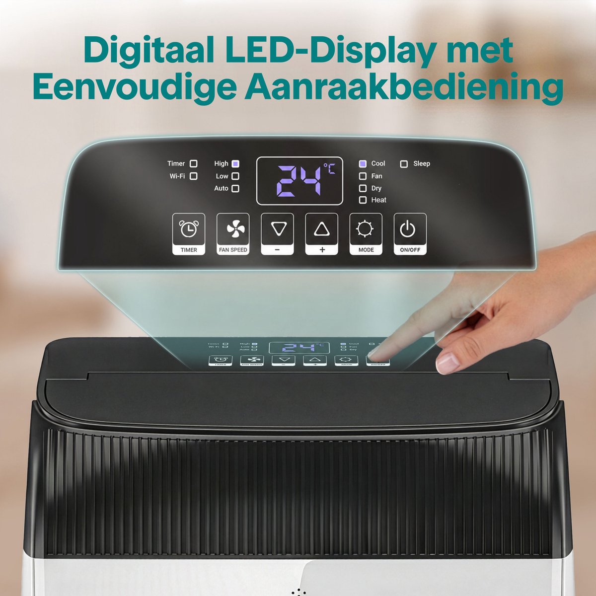 SereneLife Mobiele Airco - 16000 BTU - Air Conditioner met WiFi - 3-in-1 Koelen, Ventilator en Ontvochtiger - Mobiele Airco voor Slaapkamer thumbnail 3
