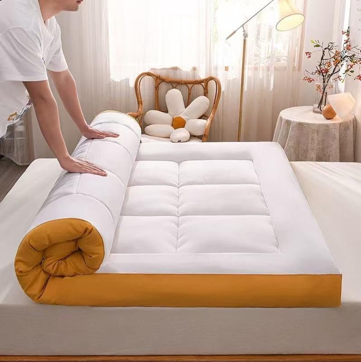Opvouwbare Matras - Futon Gastenmatras - Comfortabel Slapen - Ruimtebesparend Ontwerp - 120 x 200 cm - Roze