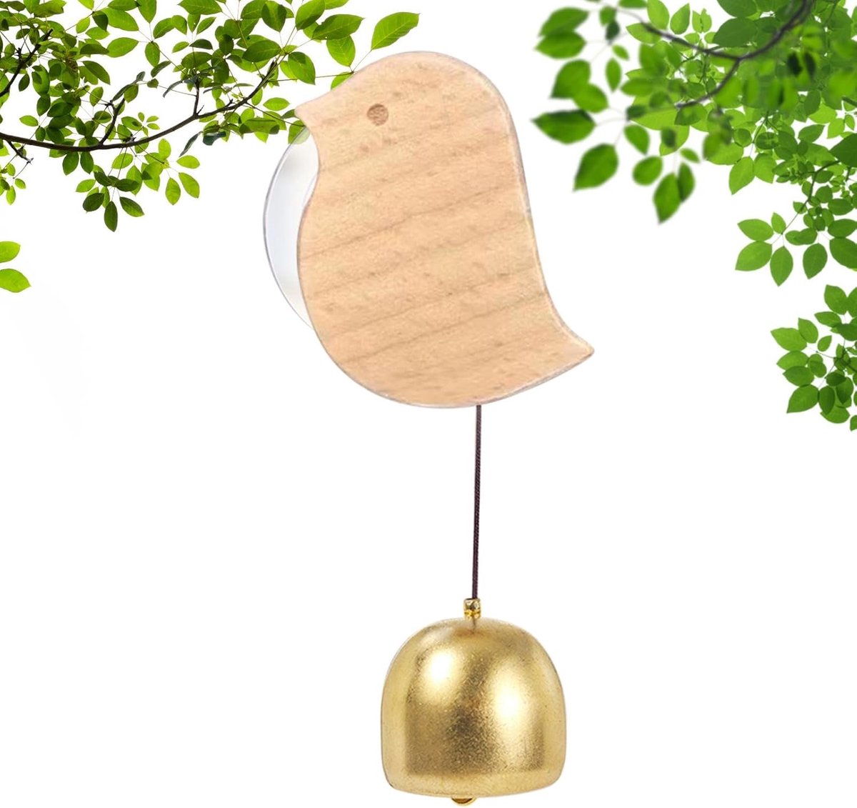Deurklokje Dier - Bel Voordeur Windgong - Winkels Aankleden - Handgemaakt Hout Koper - 2.8 cm Diameter - Houtkleur Goud