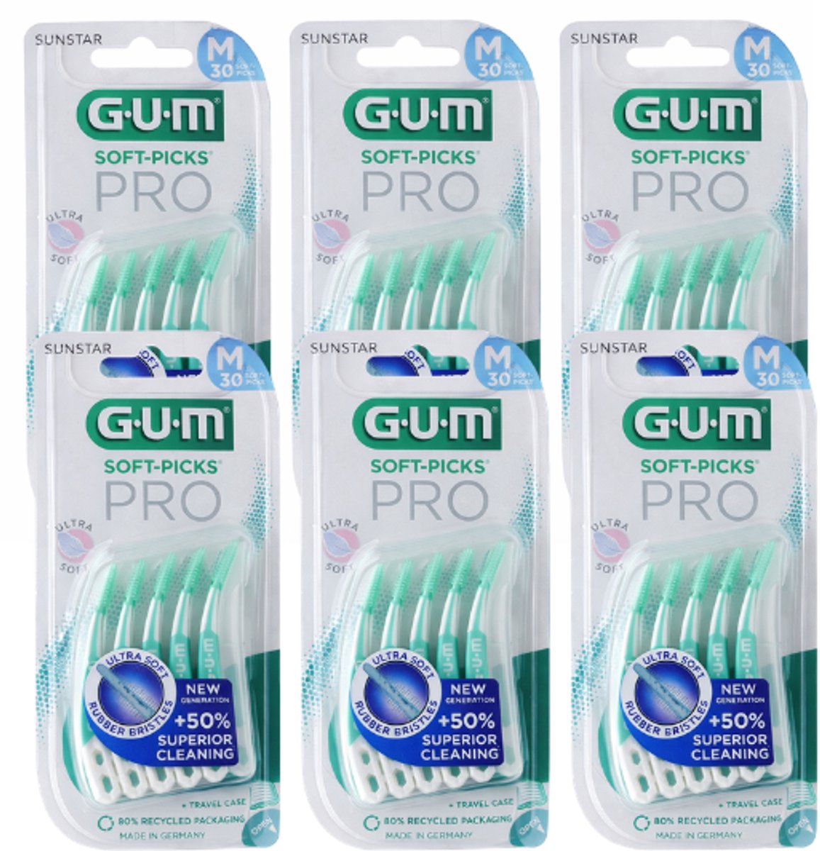 Bol.com 6x GUM Soft-Picks PRO Medium 30 stuks aanbieding