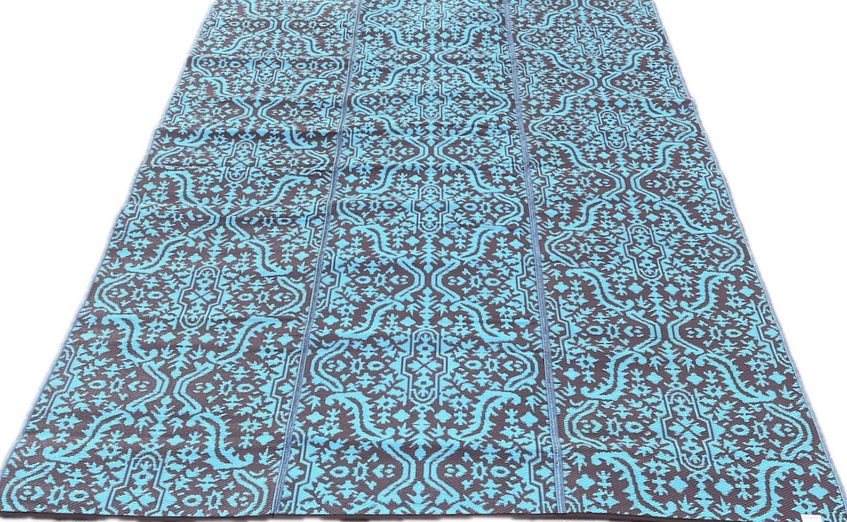 plastic vloerkleed-buitenkleed XXL 270x360cm bruin/turquoise orient