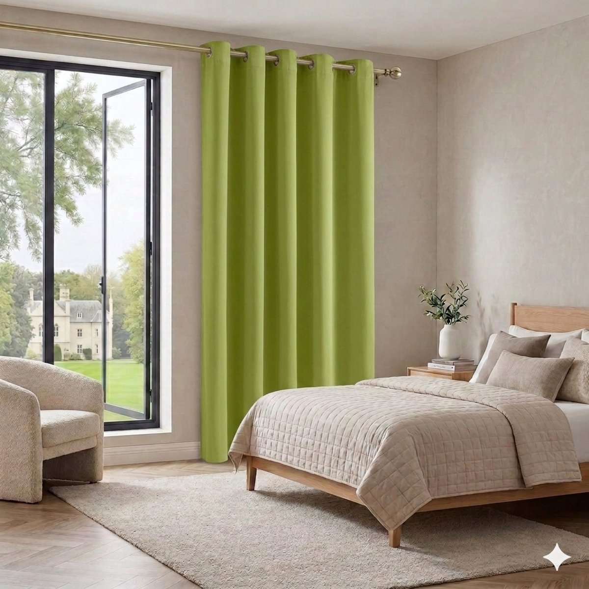Maison Elara Thermisch Oogjes Gordijn - Verduisterend Zwaar Valt Goed Klaar voor Gebruik Effen Lichtdicht, 132 x 210 cm, Biscotti Beige, 1 Stuk