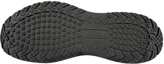 Zwarte buitenzool met 'Grippaz' tekst en antislip profiel.