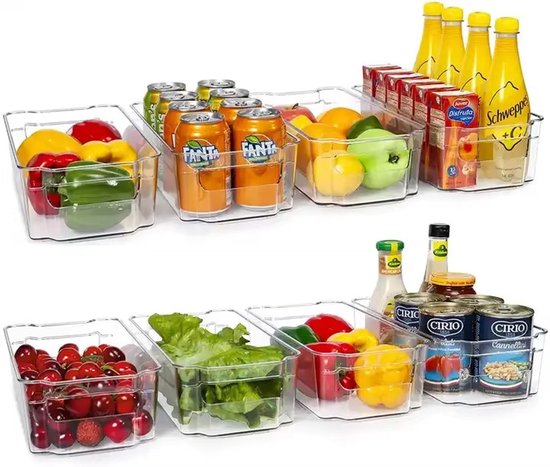 Koelkast organizer doorzichtig set van 8