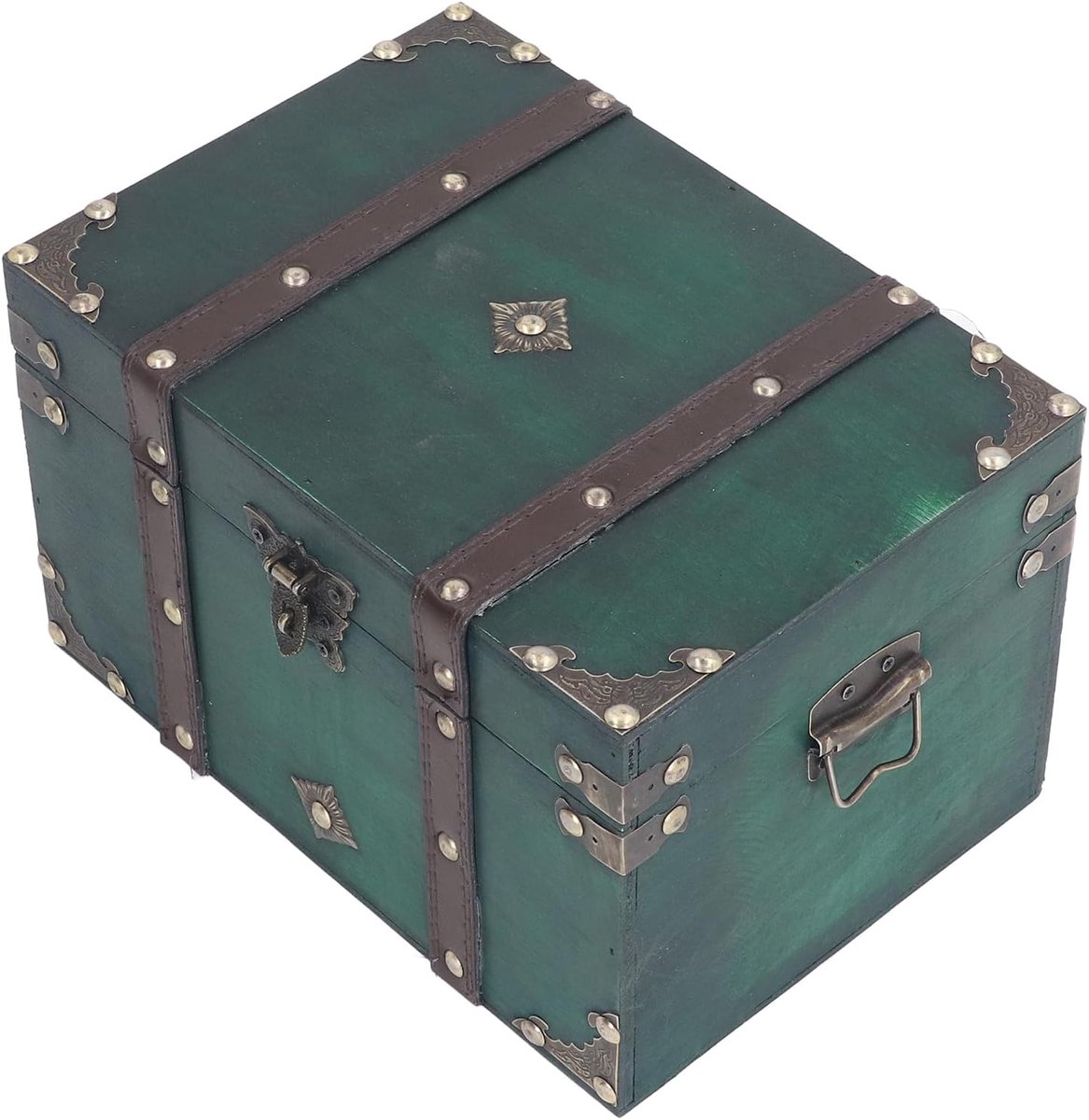 Houten Sieradendoos - Antieke Schatkist - Sieraden Opbergen - Met Veiligheidsslot - 240x175x155mm - Smaragdgroen