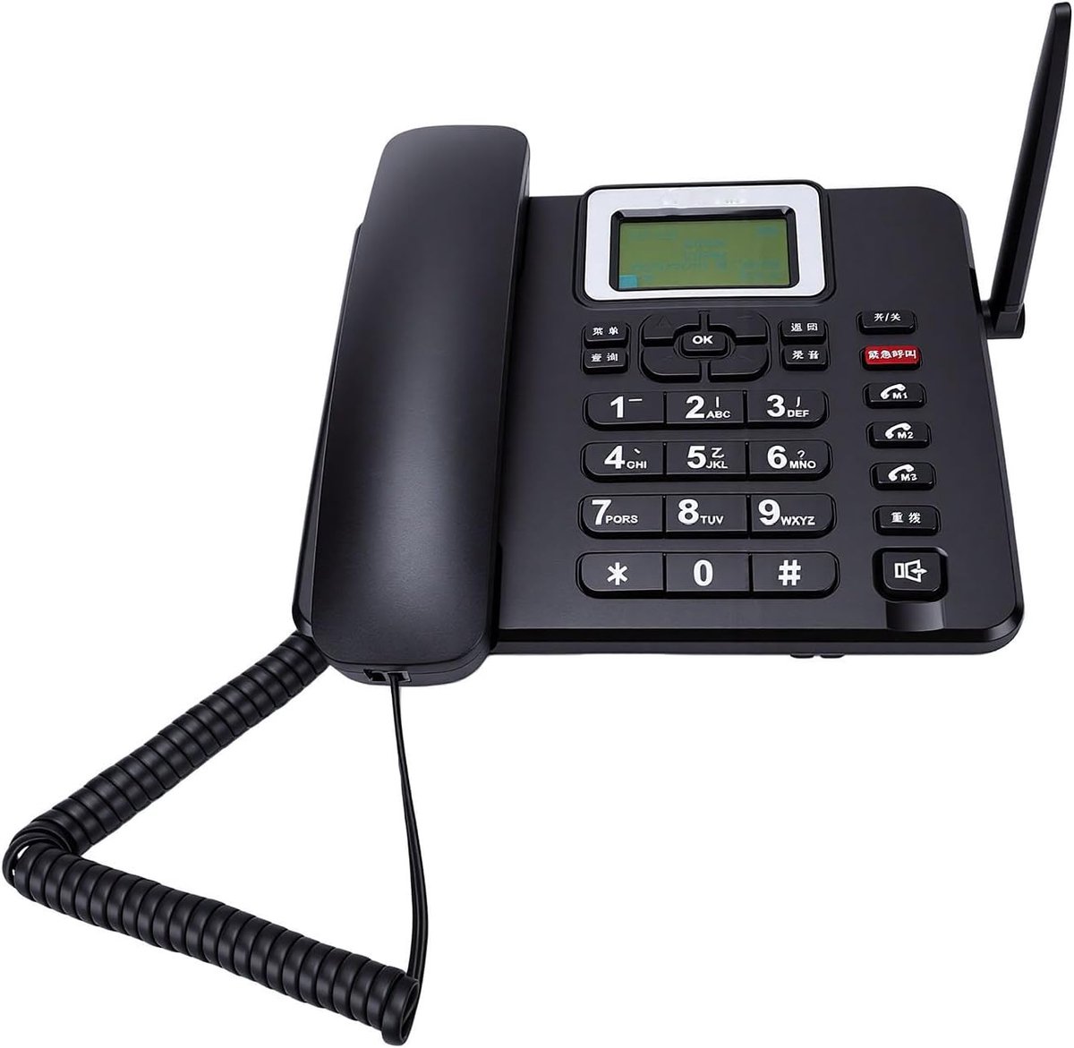 GSM Bureautelefoon - Draadloze Telefoon Vast - Veilige Communicatie - Noodoproep Functie - 22 x 22 x 7 cm - Zwart