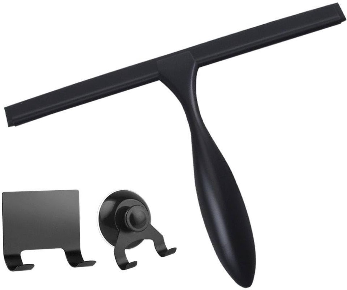 Douchewisser - Rubberen Wisser - Glas Reinigen - Ergonomische Handgreep - 14 inch - Zwart