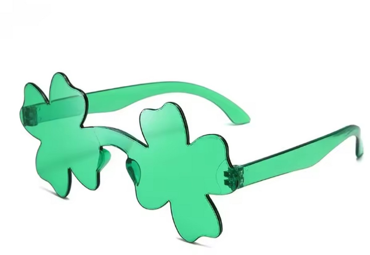 New Age Devi - Zonnebril klavertje vier - Groen - Ierse Saint Patrick's day feestbril - Grappige accessoire