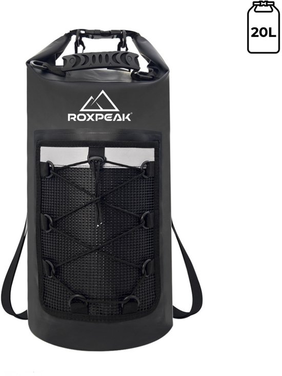 RoxPeak® AquaGuard Drybag - 20 Liter - Waterdichte tas - Boot tas - Wintersport tas - Survival & Outdoor rugtas - zwart
