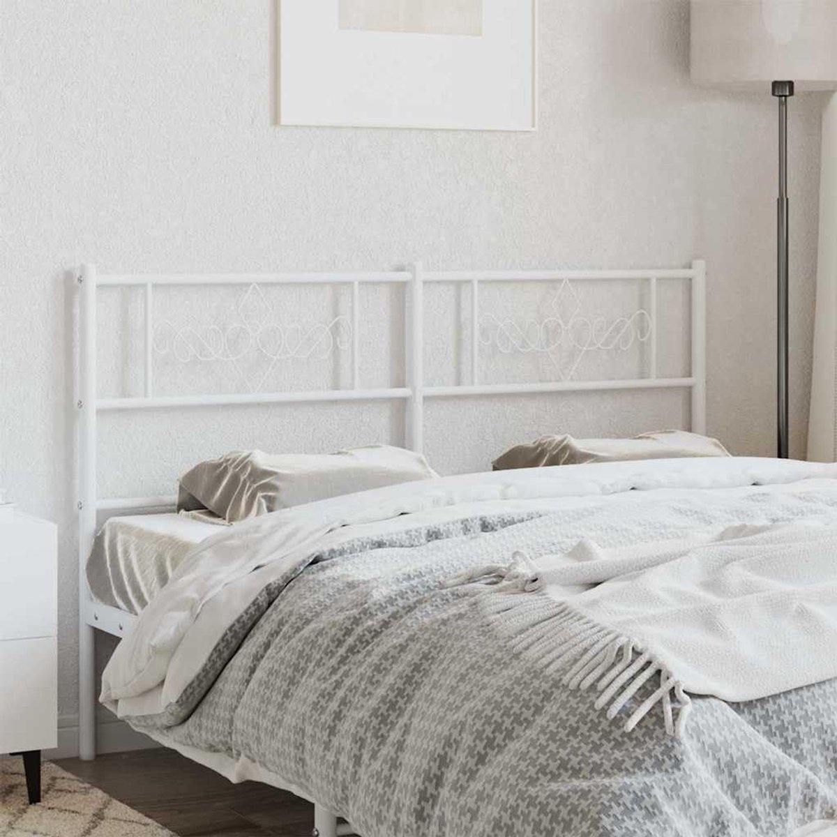 Hoofdeinde Metaal - Bed Rugleuning - Slaapkamer Decoratie - Robuust Stalen Frame - 120 cm Breed - Wit