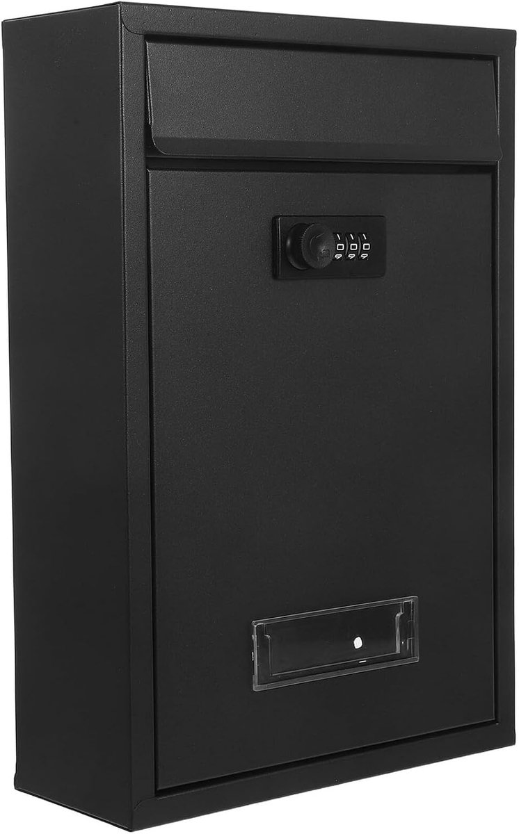 Brievenbus met slot - Wandbrievenbus brievenbus - Veilige postontvangst - Combinatieslot beveiliging - 32.5 cm breed - Zwart