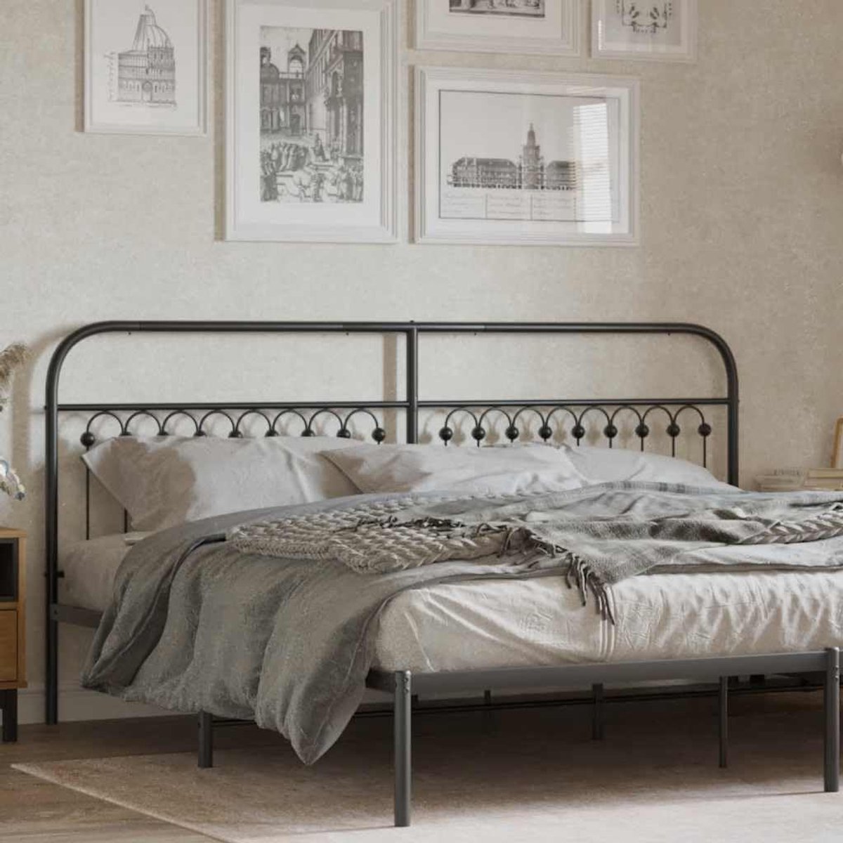 Hoofdeinde Metaal - Bed Rugleuning - Comfortabel Ontspannen - Robuust Stalen Frame - 200 cm - Zwart