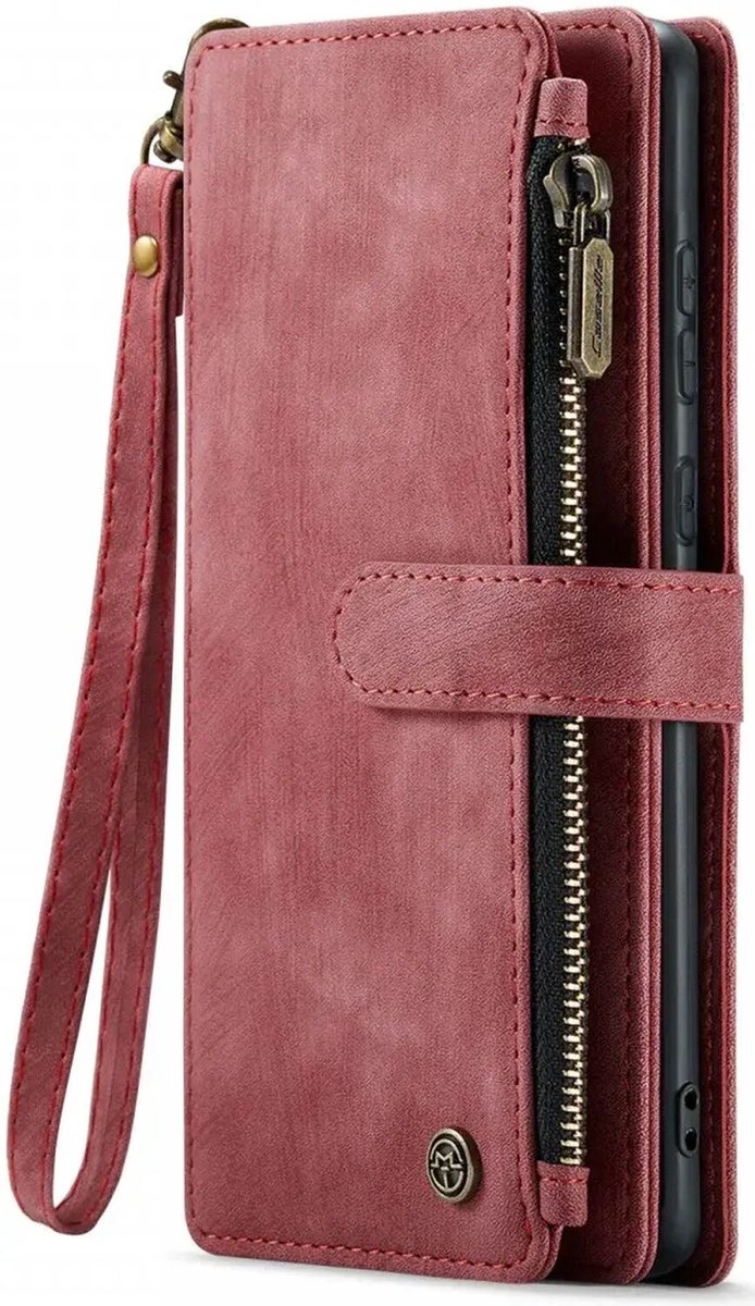 CaseMe C30 Hoesje Geschikt voor Samsung Galaxy A55 | Wallet Zipper Book Case met Pasjeshouder | Beschermhoes met Portemonnee | Rood