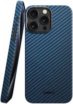 NEKIT Fiber Hoesje Geschikt voor Apple iPhone 15 Pro - Compatibel met MagSafe - High-tech Kevlar Aramidevezels 1500D - Back Cover Ultra Dun - Blauw