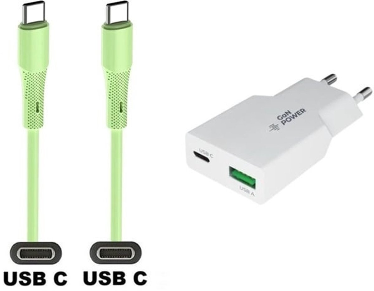 25W super snellader met 2 poorten + 1,0m USB C naar C kabel. Universele PD PPS lader. Compacte GaN oplader adapter past op Google Pixel 7, 7 Pro, 8, 8a, 8 Pro, 9, 9 Pro, 9 Pro XL, 9 Fold, 10, 10a, 10 Pro, 10 Pro Fold, 10 Pro XL, 10 Fold, C, XL