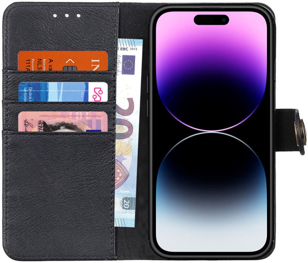 KHAZNEH Hoesje Portemonnee Book Case Zwart Geschikt voor Apple iPhone 14 Pro