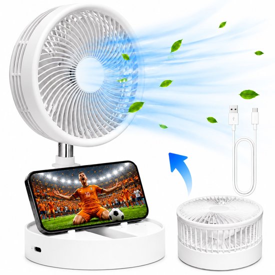 Silvergear Tafelventilator met telefoonhouder wit